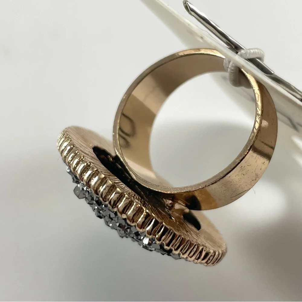 Aldo Gold Tone Faux Silver Druzy Statement Ring